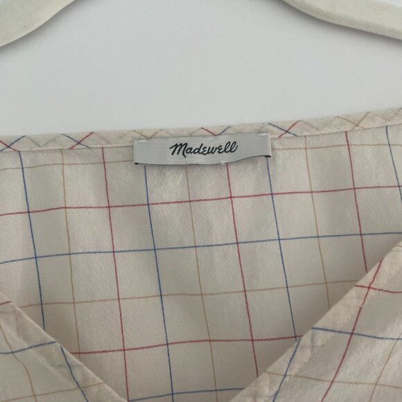 Madewell Cream Plaid Tie-Front Blouse - Picture 6 of 11